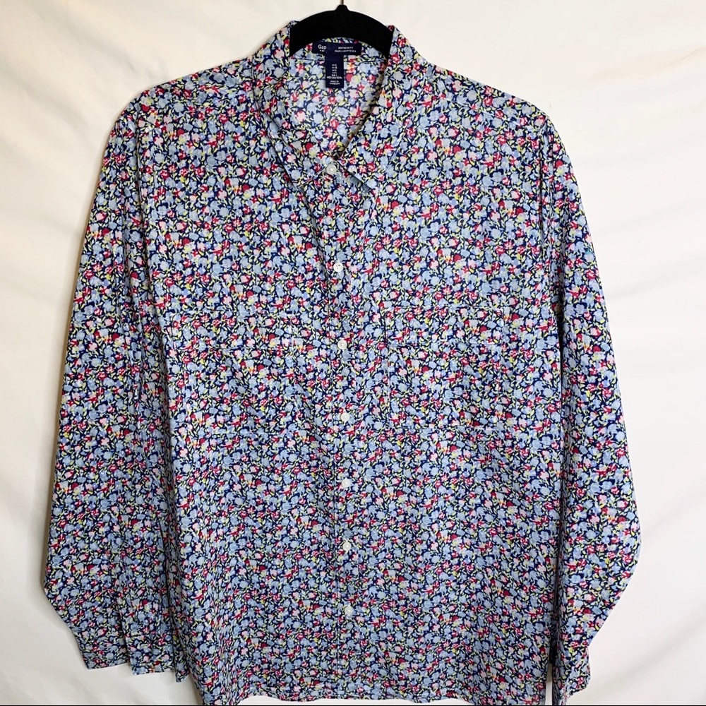 GAP Factory Flowered Boyfriend Fit Blouse L